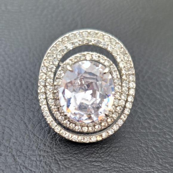 Huge Sparkly Statement Ring - Super Super Light Pink Center Stone - Estate - Picture 5 of 7